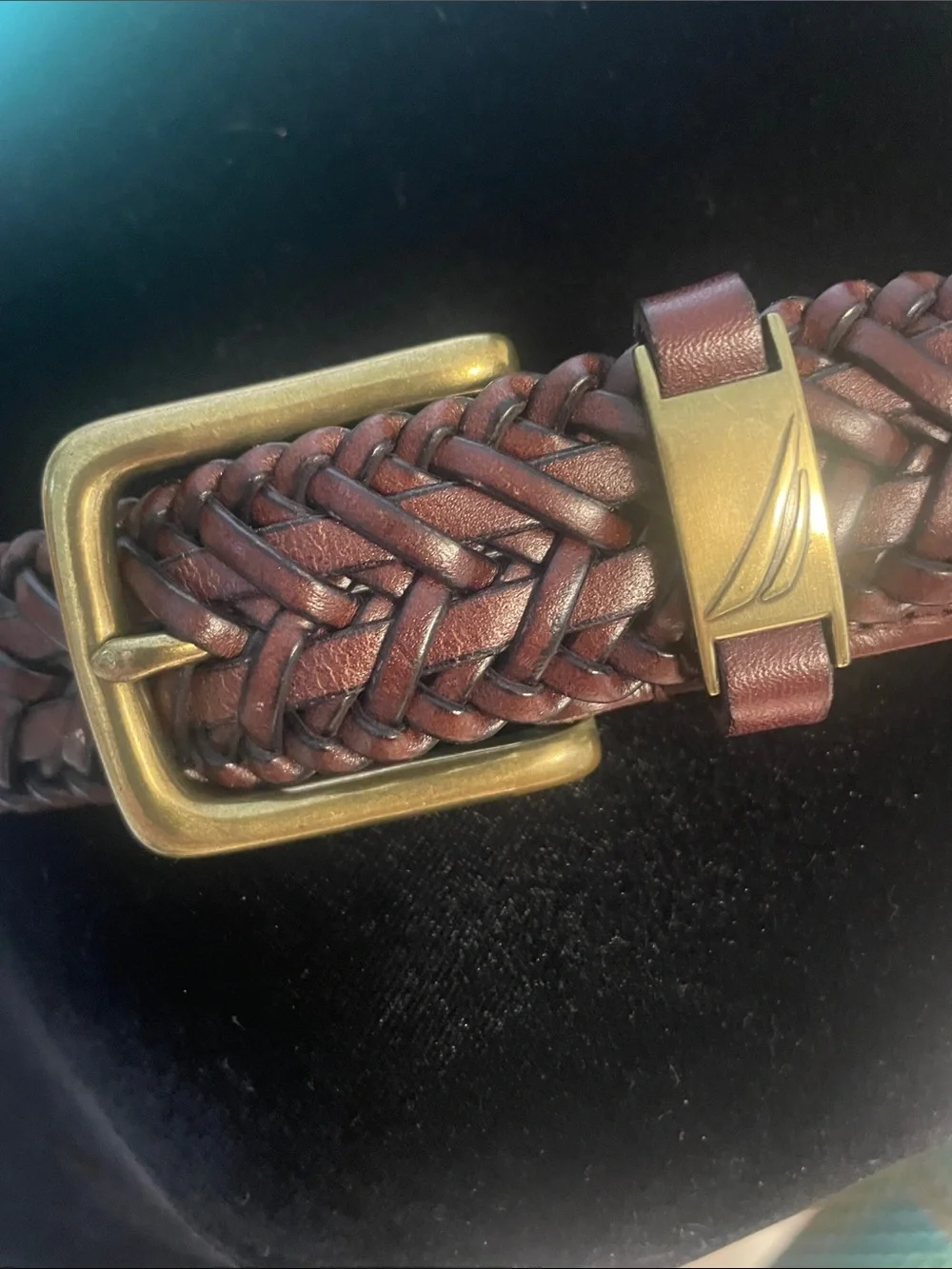 Nautica Brown Leather Belt With Solid Brass Buckle